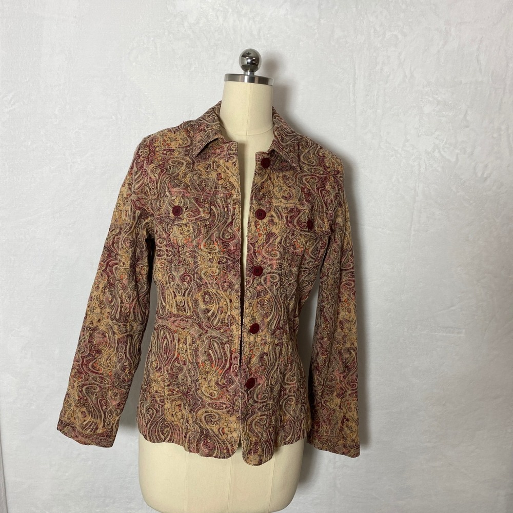 Joni B Paisley Print M Jacket Blazer Top Career Business Workwear Neutral Mature